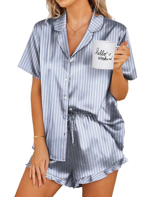 Ekouaer Womens Satin Pajamas Set